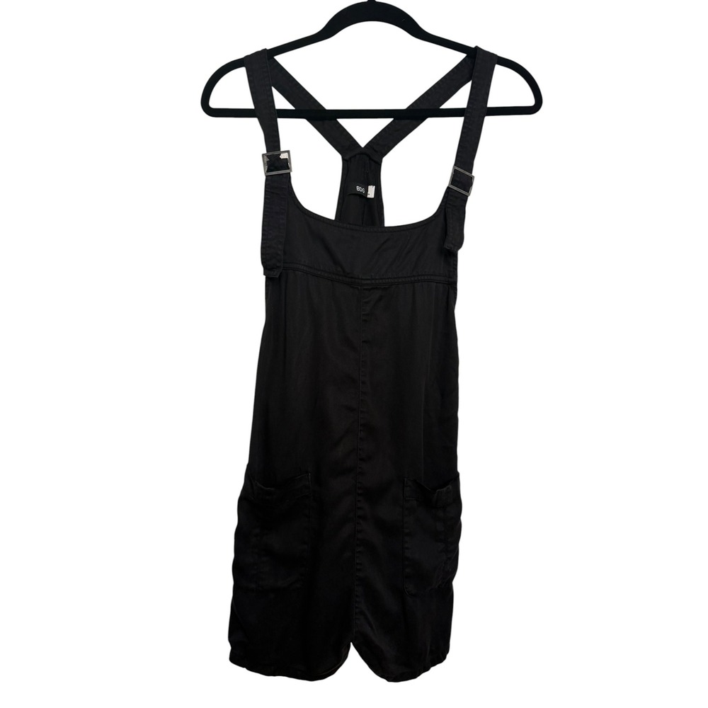 BDG Urban Outfitters Black Denim Mini Overall Dress Racerback Pockets Size L